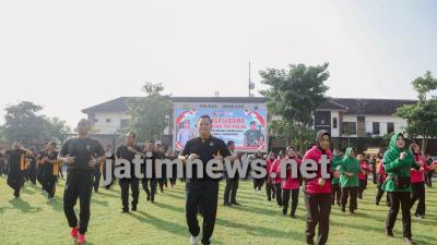 Polres Jombang dan Kodim 0814 Jombang Gelar Olahraga Bersama untuk Perkuat Sinergitas TNI-Polri